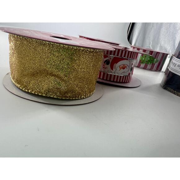 Christmas Ribbon Package Wrapping Bows 7 Spools Gift Wrap Santa Holiday 4 New - Picture 6 of 8